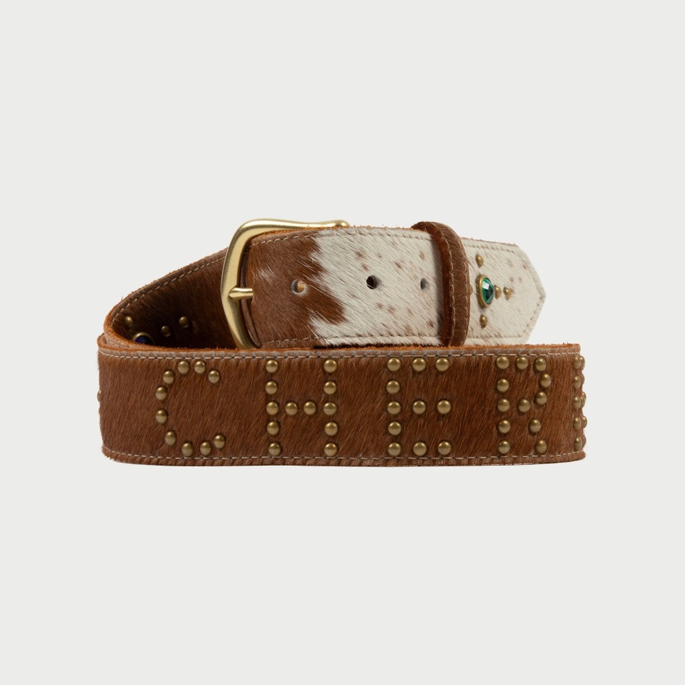 Cherry LA Studded Leather Belt (Calf Hair)